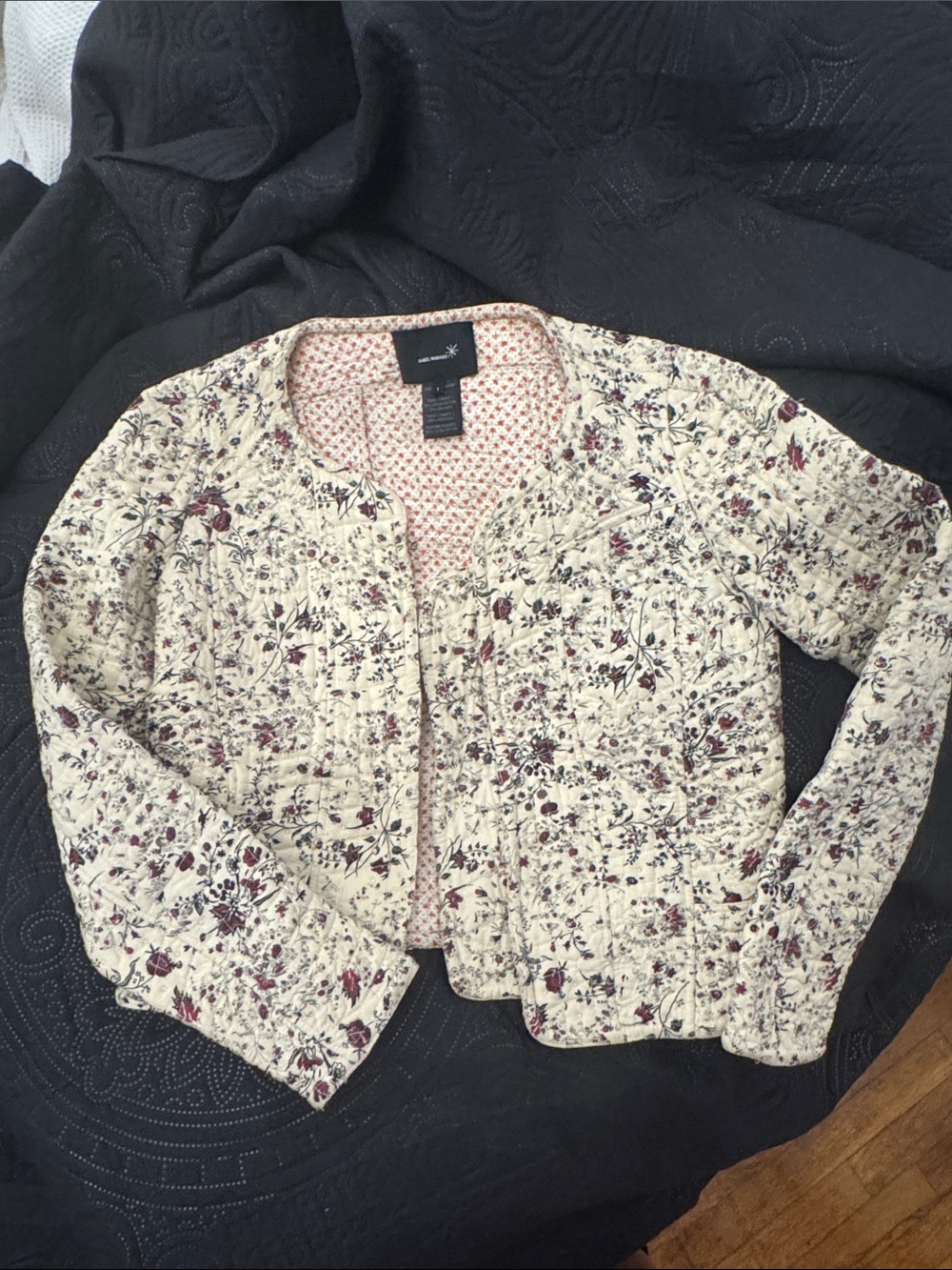 Isabel marant Cream Quilted Floral Blazer with Maroon Accents